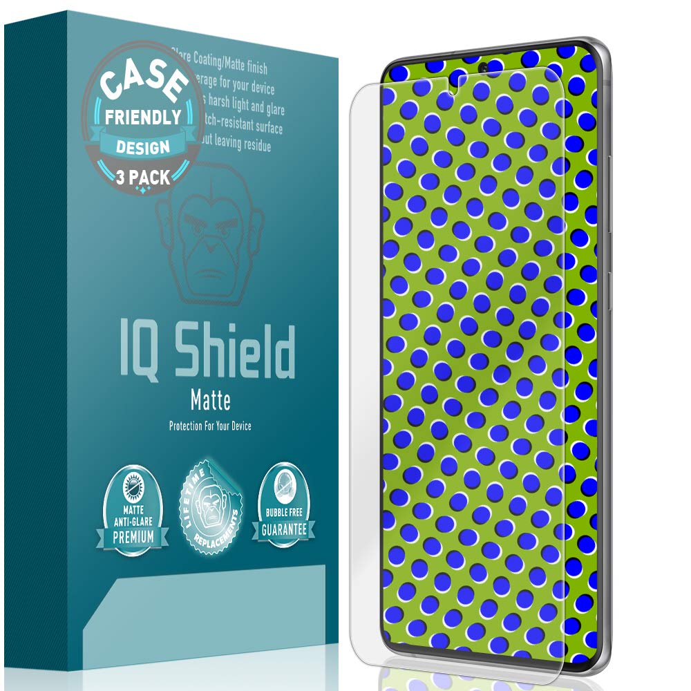 IQ Shield 磨砂螢幕保護貼，相容於三星 Galaxy S20 Ultra (6.9 吋)（相容於手機殼）（3 片裝），防眩光，防氣泡。