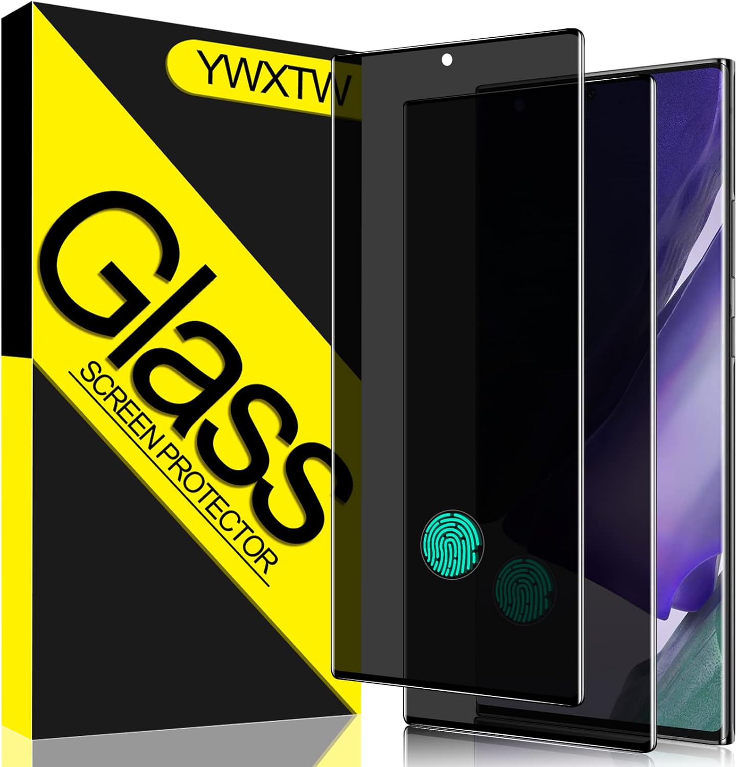 【2片裝】YWXTW 三星 Galaxy Note 20 Ultra 指紋解鎖螢幕保護貼，防窺 9H 硬度強化玻璃膜，防刮花無氣泡，相容於手機殼