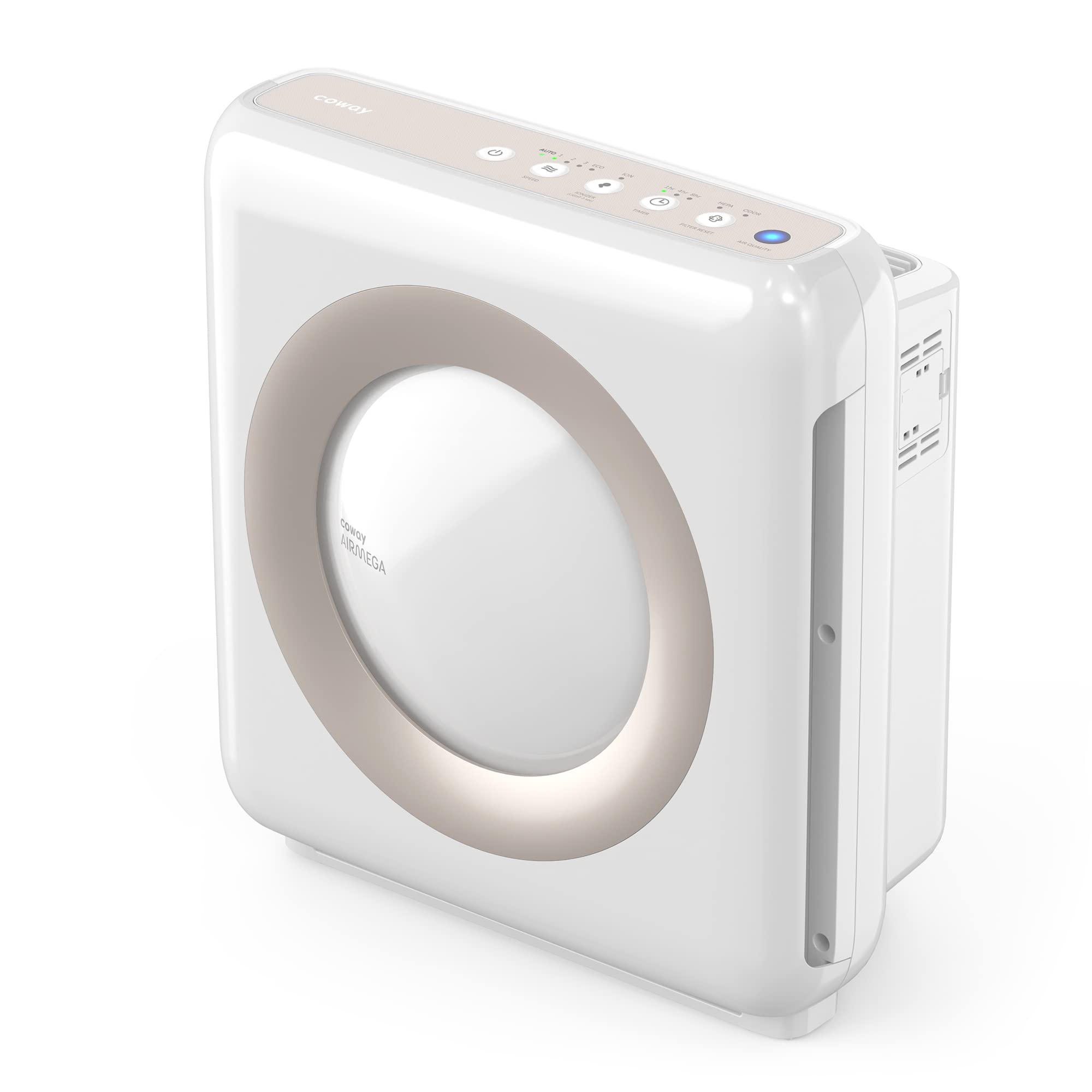 Coway Airmega AP-1512HH(W) 真HEPA空氣清淨器，帶空氣品質監測、自動模式、定時器、濾網指示燈和節能模式，尺寸：16.8 x 18.3 x 9.7 英寸，白色