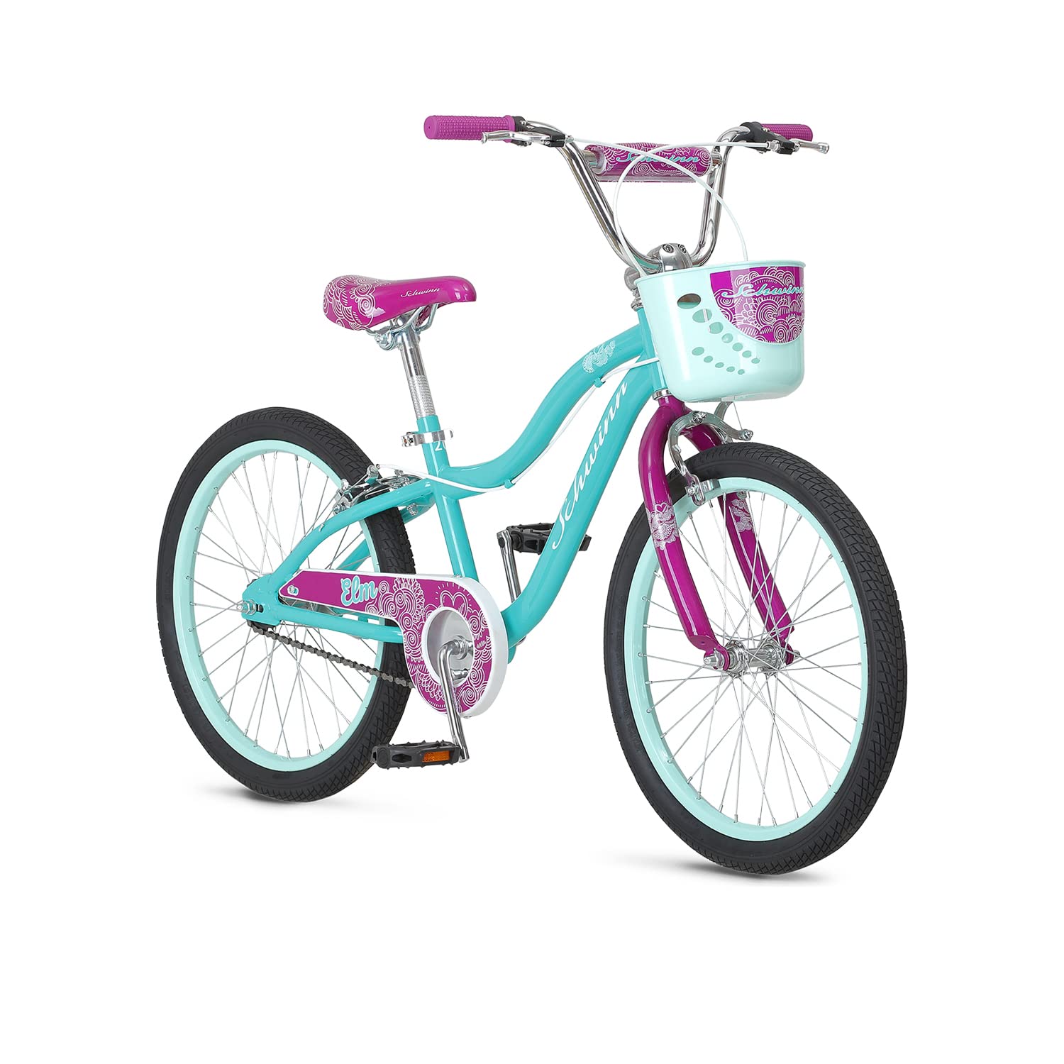 Schwinn Koen & Elm 大童自行車，20 吋車輪，含支架，附車籃或號碼牌，適合 7-13 歲兒童，騎乘者身高 48-60 吋。
