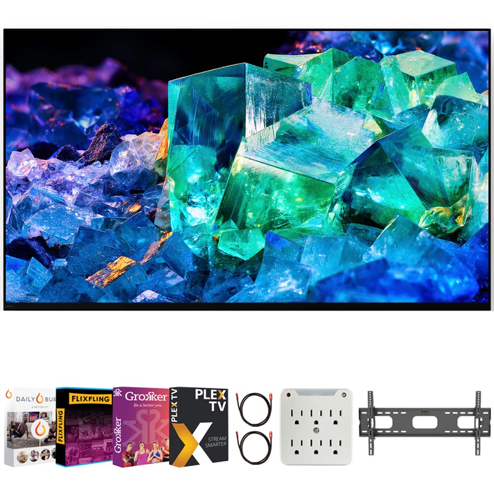 Sony XR55A95K 55 吋 BRAVIA XR A95K 4K HDR OLED 電視，配備 Google TV 智慧型系統（2022 年款），套裝包含 Premiere Movies 串流服務 + 37-100 吋電視壁掛架 + 6 位元防突波電源供應器 + 2 根纜 6 呎 HD