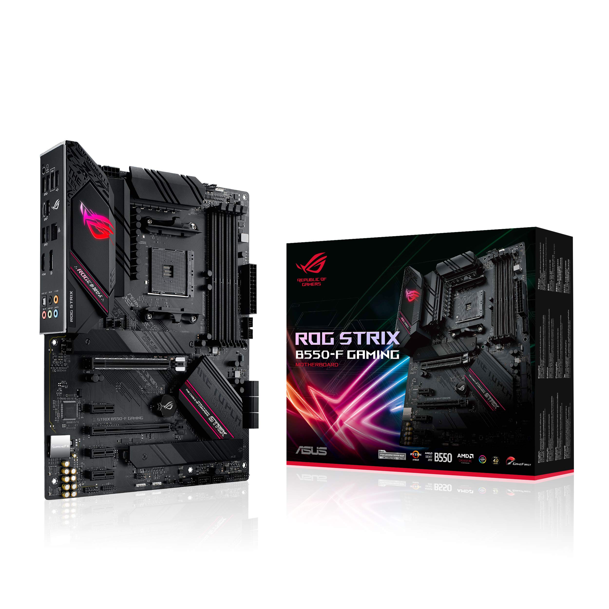 華碩 ROG Strix B550-F Gaming AMD AM4 Zen 3 Ryzen 5000 和第三代 Ryzen ATX 遊戲主機板（PCIe 4.0、2.5Gb LAN、BIOS Flashback、HDMI 2.1、可尋址 Gen 2 RGB 接頭和 Aura Sync）