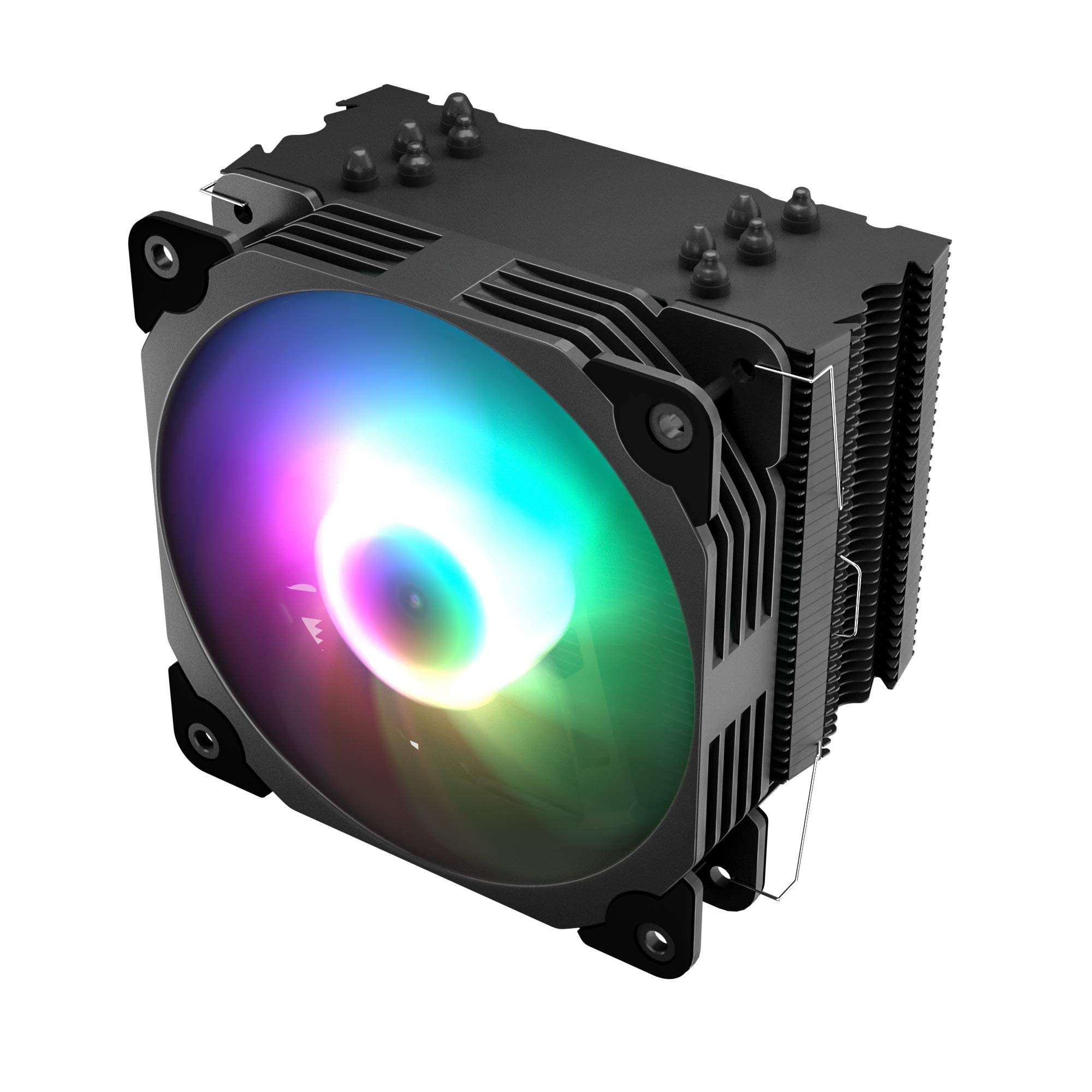 Vetroo V5 CPU 氣冷式散熱器，5 根熱管，120mm PWM 處理器散熱器，150W TDP，適用於 Intel LGA 1700/1200/115X 和 AMD AM5/AM4，附可尋址 RGB 燈光同步功能（V5，黑色）