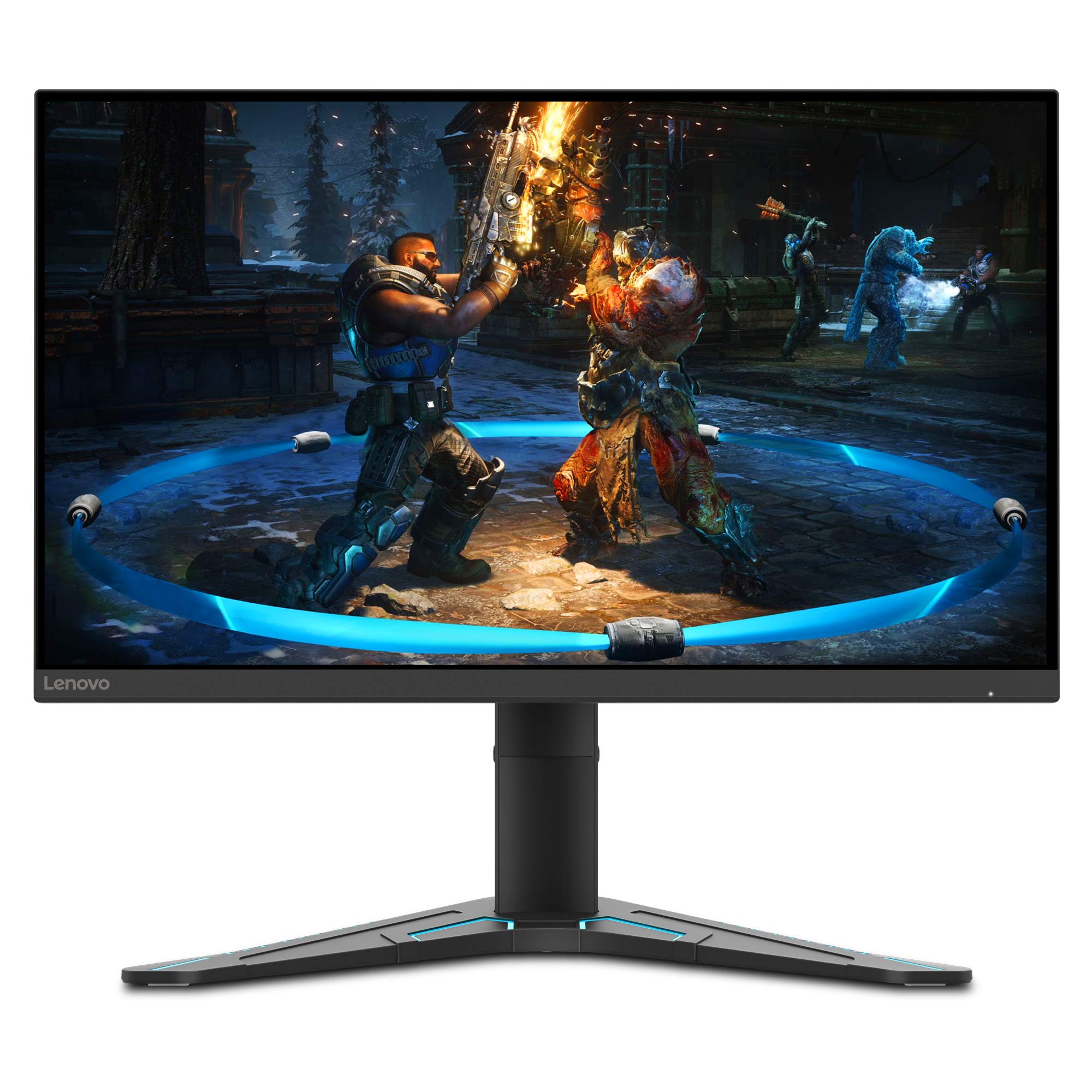 聯想 G27-20 27 吋遊戲顯示器，FHD 分辨率，IPS 面板，144Hz 更新率，1ms 反應時間，相容於 FreeSync Premium 和 NVIDIA G-SYNC 技術，近乎無邊框設計，支援 VESA 壁掛，可調節高度和傾斜角度，配備 HDMI 和 DP 介面。