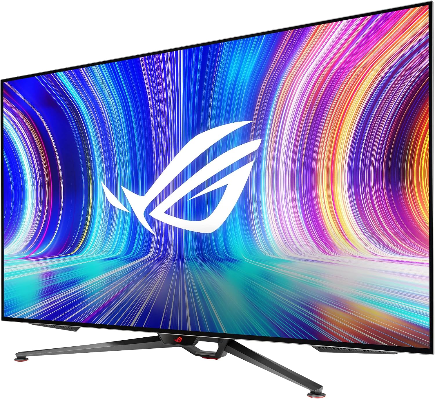 華碩 ROG Swift 47.5 吋 4K OLED 電競顯示器 (PG48UQ) - 超高清 (3840 x 2160)，138Hz，0.1ms，HDMI 2.1，真 10 位元色彩，DCI-P3 98% 色域，HDMI 2.1，真 10 位元色彩，DCI-P3 98% 色域，連接 G-SYNC，配備 Display 位元色彩，附遙控器，支援 G-SYNC，配備 Display 主機連接埠，配