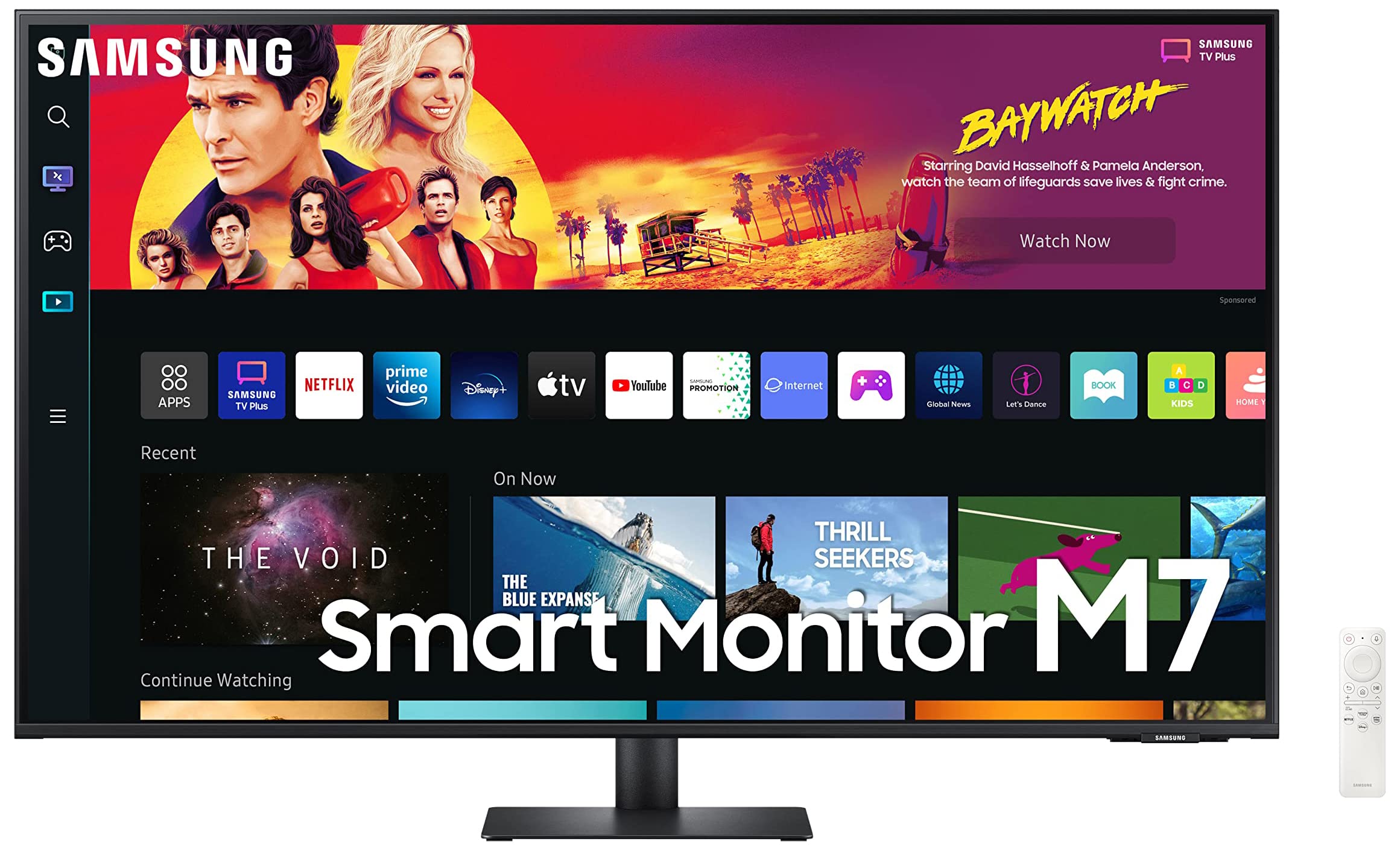 三星 43 吋 M70B 系列 4K 超高清 USB-C 智慧顯示器及串流電視，4 毫秒反應時間，60 赫茲刷新率，支援 HDR10，無線顯示，可作為遊戲和物聯網中心使用，內建 Alexa 語音助手，2022 年款，型號 LS43BM702UNXZA，黑色