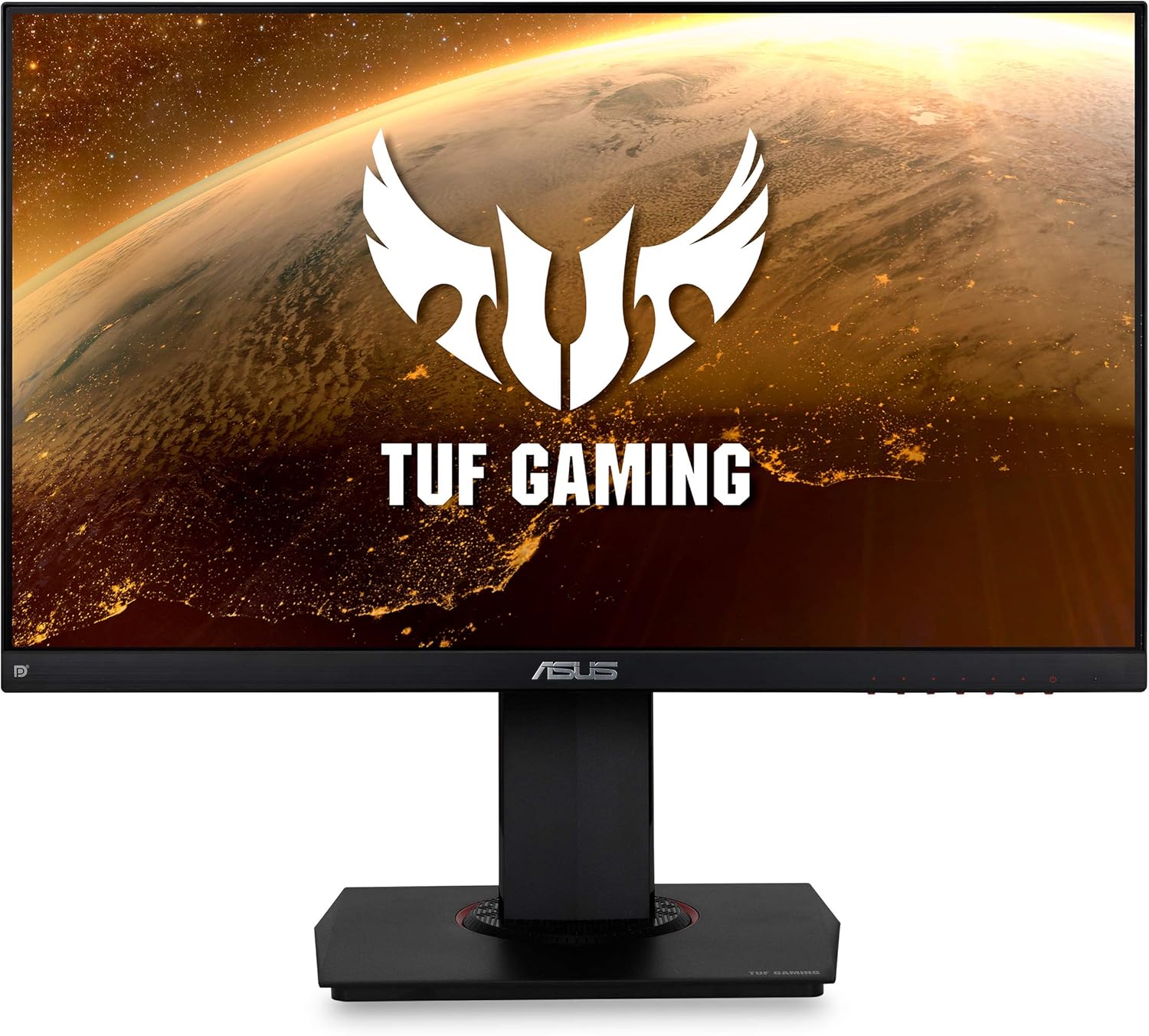 ASUS TUF Gaming VG249Q 23.8 吋顯示器，144Hz 更新率，全高清 (1920 x 1080)，1ms 反應時間，IPS 面板，支援 ELMB、FreeSync、Eye Care 等技術，配備 DisplayPort、HDMI 和 D-Sub 介面。